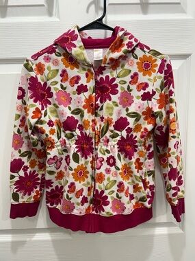 Gymboree Floral Zip Hoodie in White, Pink & Orange